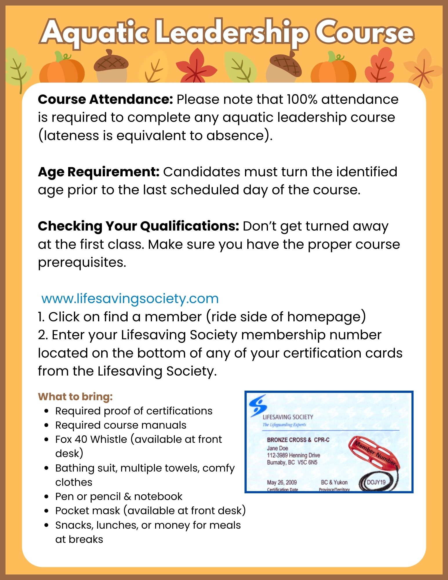 Aquatic Leadership Course